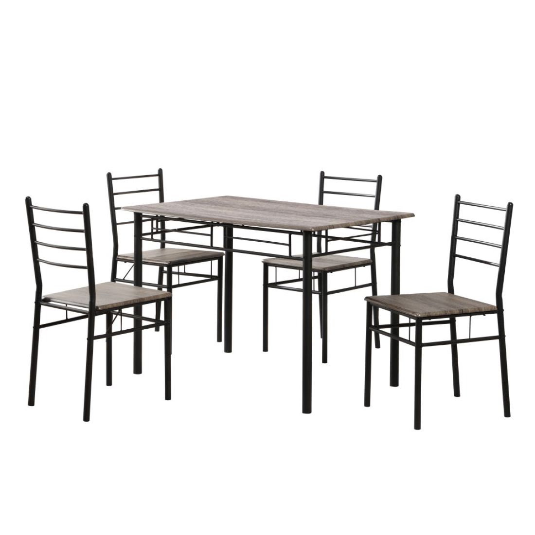 Comedor Básico Negro Metal Y Mdf 110x70x76cm 5pcs