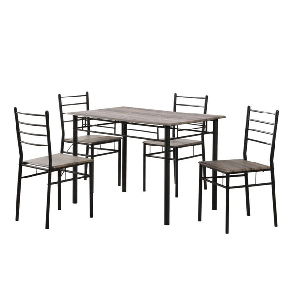 Comedor Básico Negro Metal Y Mdf 110x70x76cm 5pcs