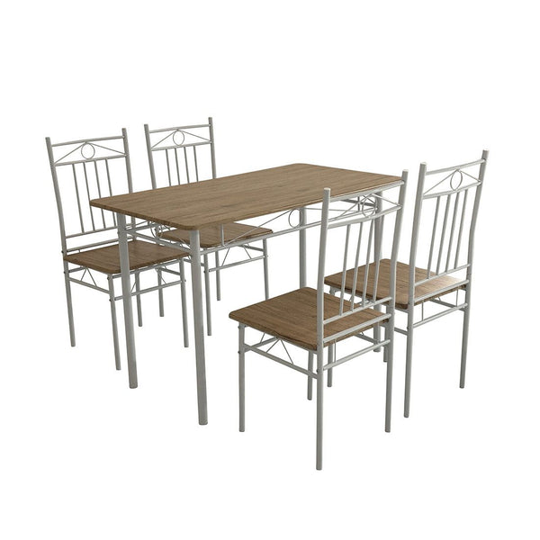Set Comedor 4 Personas Beige Metal Y Melamina 40x40x90cm
