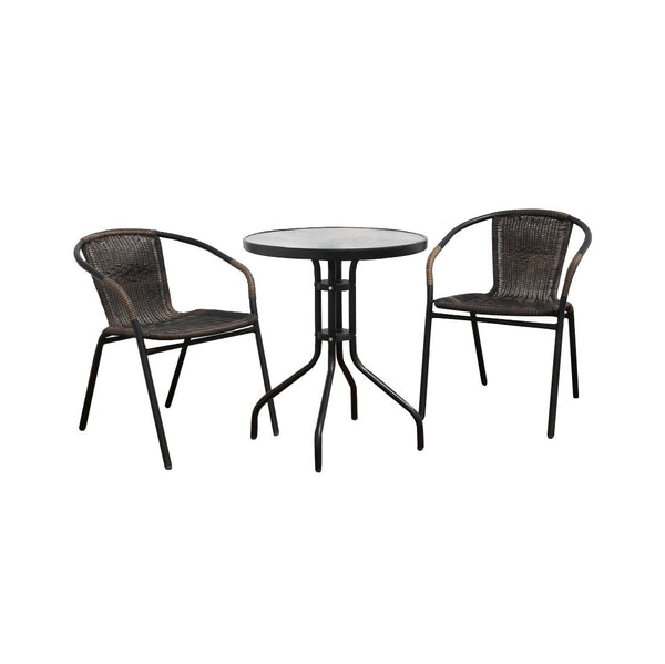 Set Básico Terraza Acero Y Ratán 60x73cm