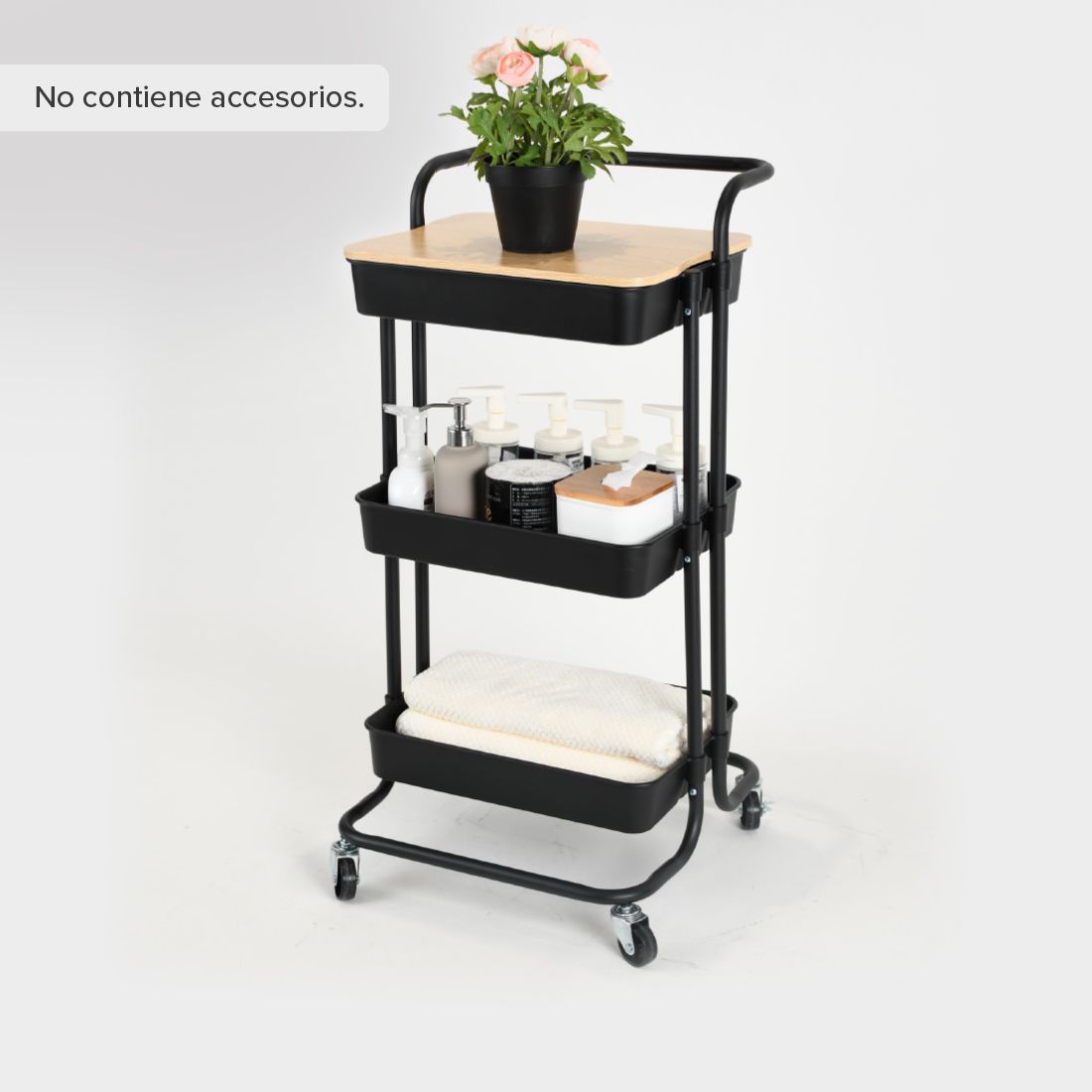 Carrito 3 Niveles Polipropileno Y Acero 85x42.5x42cm