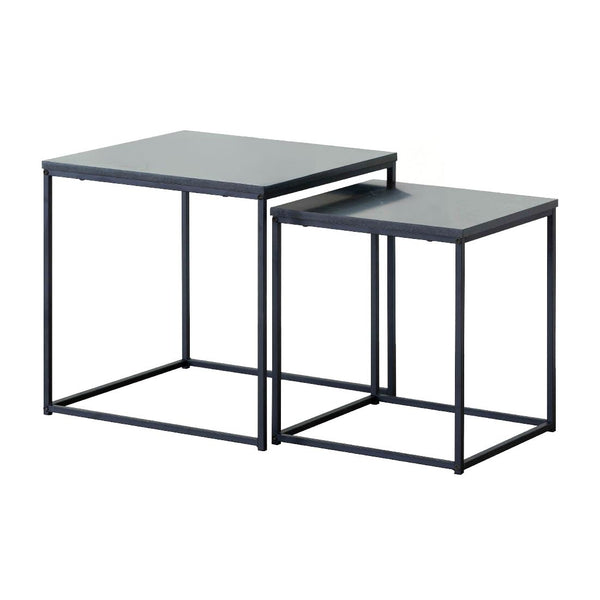 Set 2 Mesas Laterales Metal Y Mdf 35x35x45cm