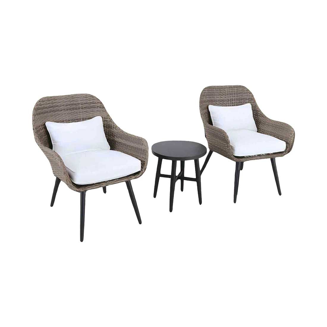 Set Jardín 2 Personas Acero Y Ratán 43x46cm 3pcs