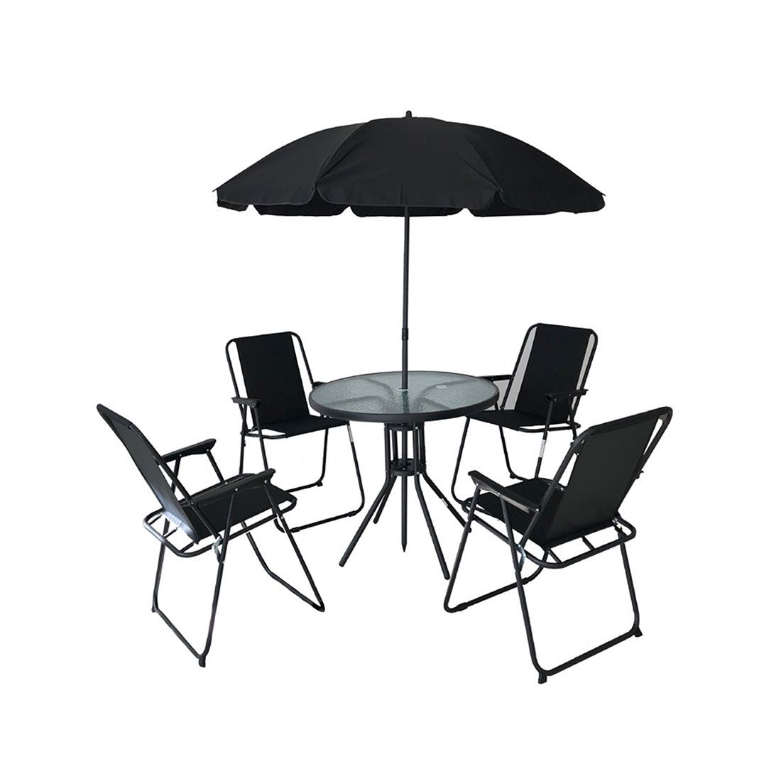 Set Jardín Con Sombrilla Acero 80x70cm