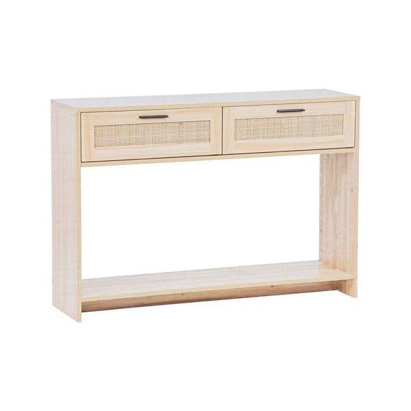 Mesa Alta 2 Gavetas Melamina Y Ratán 110x30x76cm
