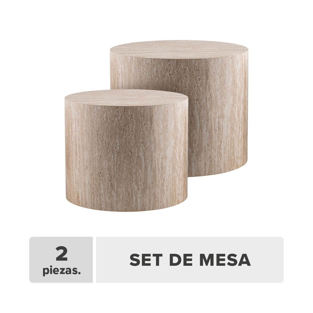 Mesa Lateral Diseño Piedra Mdf 2pcs