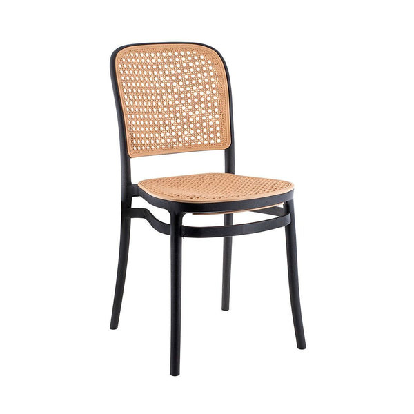Silla Diseño Ratán Negra Polipropileno 38.5x52x82cm