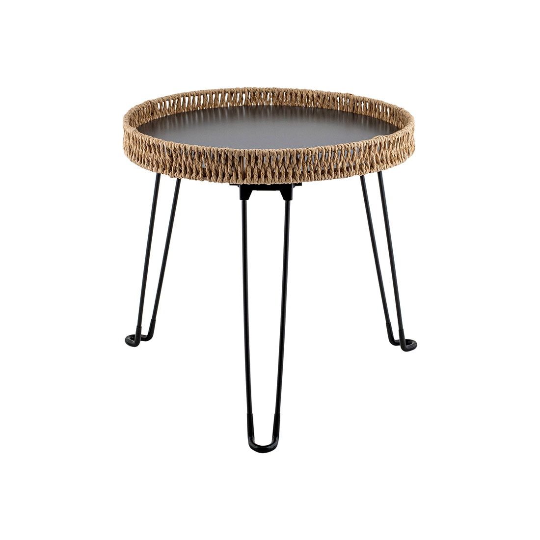 Mesa Lateral Con Borde Cuerda Metal 40.5x40.5x39.5cm
