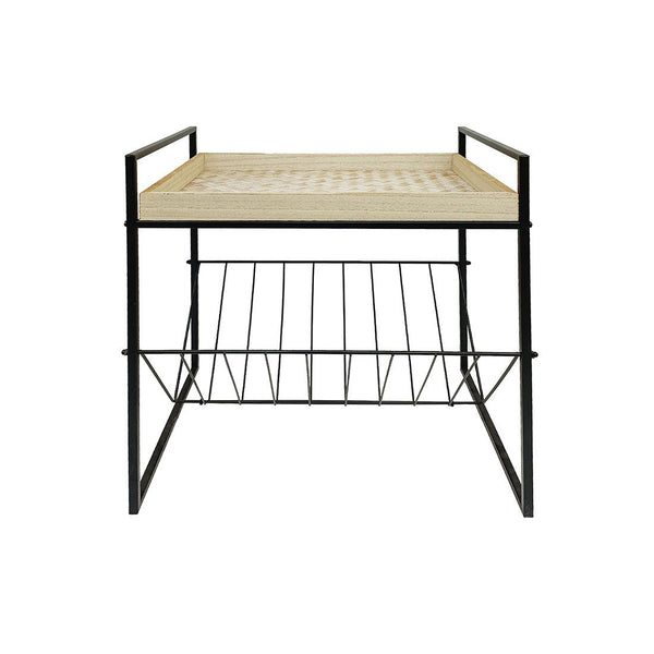 Mesa Lateral Con Revistero Metal Y Mdf 41.5x30x50.5cm