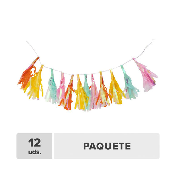 Guirnalda Flecos Colores 1.3m 12unds