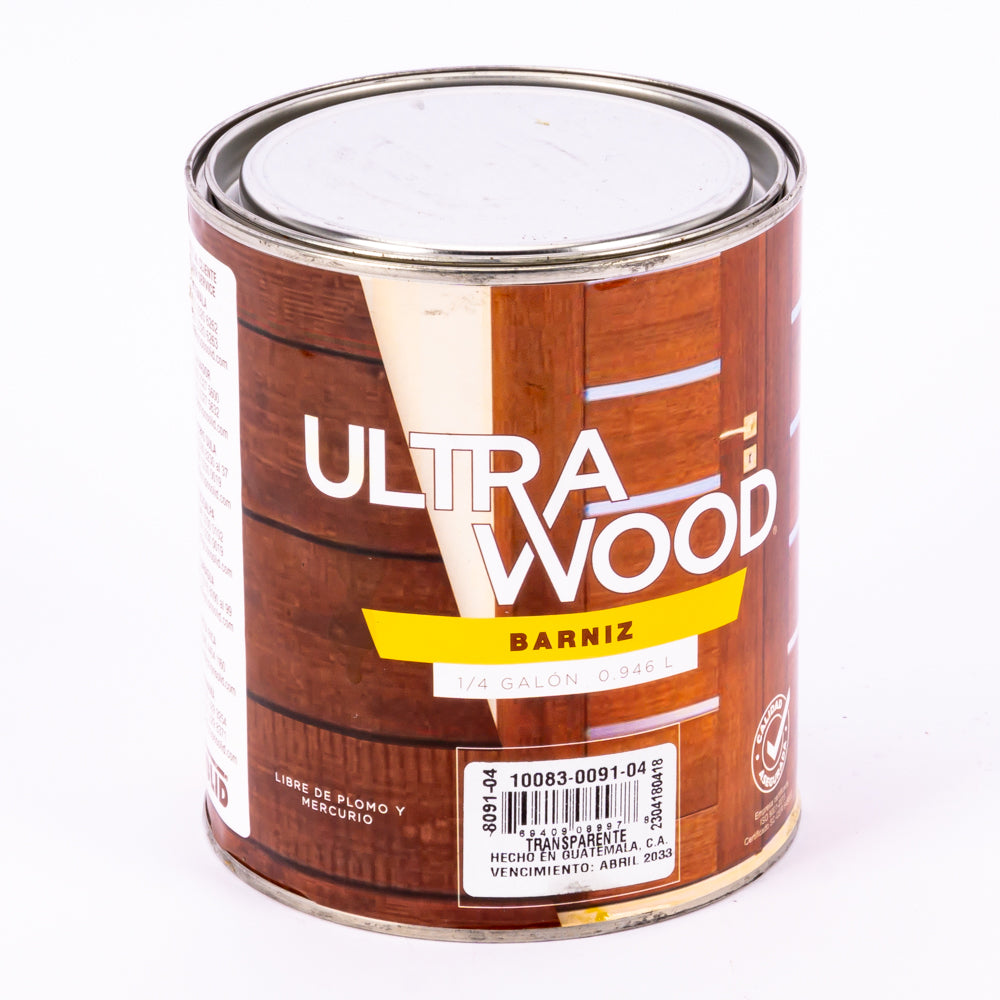 Barniz Transparente Corona Ultra Wood Para Madera 1/4 Galón