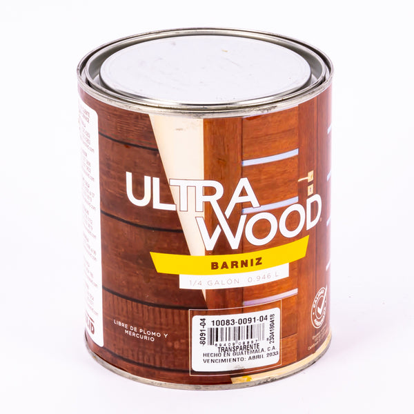 Barniz Transparente Corona Ultra Wood Para Madera 1/4 Galón