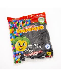 Globo Látex Palmerito Calidad Helio #9 50und Negro