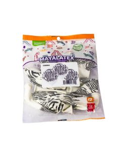 Globo #12 Impreso Zebra Blanco 12und