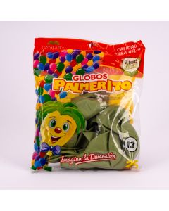 Globo Látex Palmerito Calidad Helio #12 25und Verde Musgo Pastel