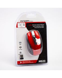 Mouse USB Inalámbrico 1600dpi Rojo