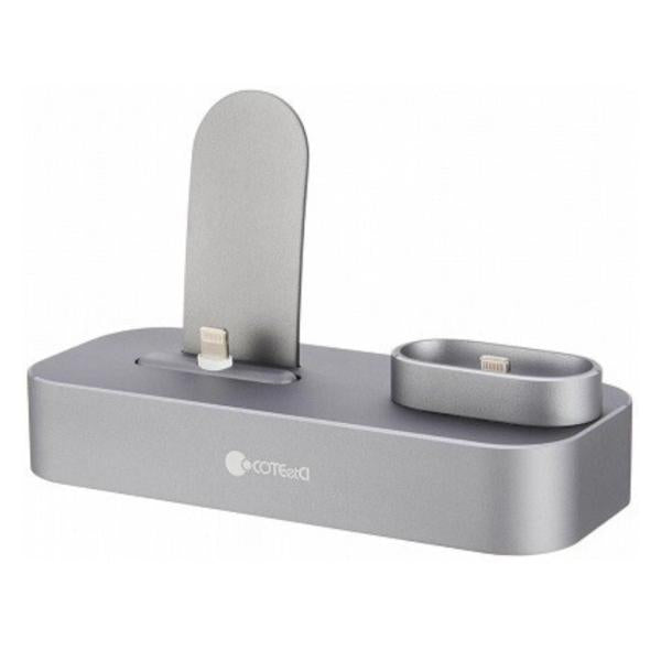 Cargador Inalambrico 2 En 1 Modelo Cs7205 Coteci Plateado