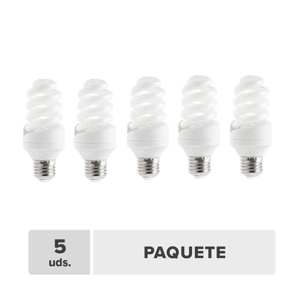 Bombillo Espiral Luz Blanca 26w 5unds