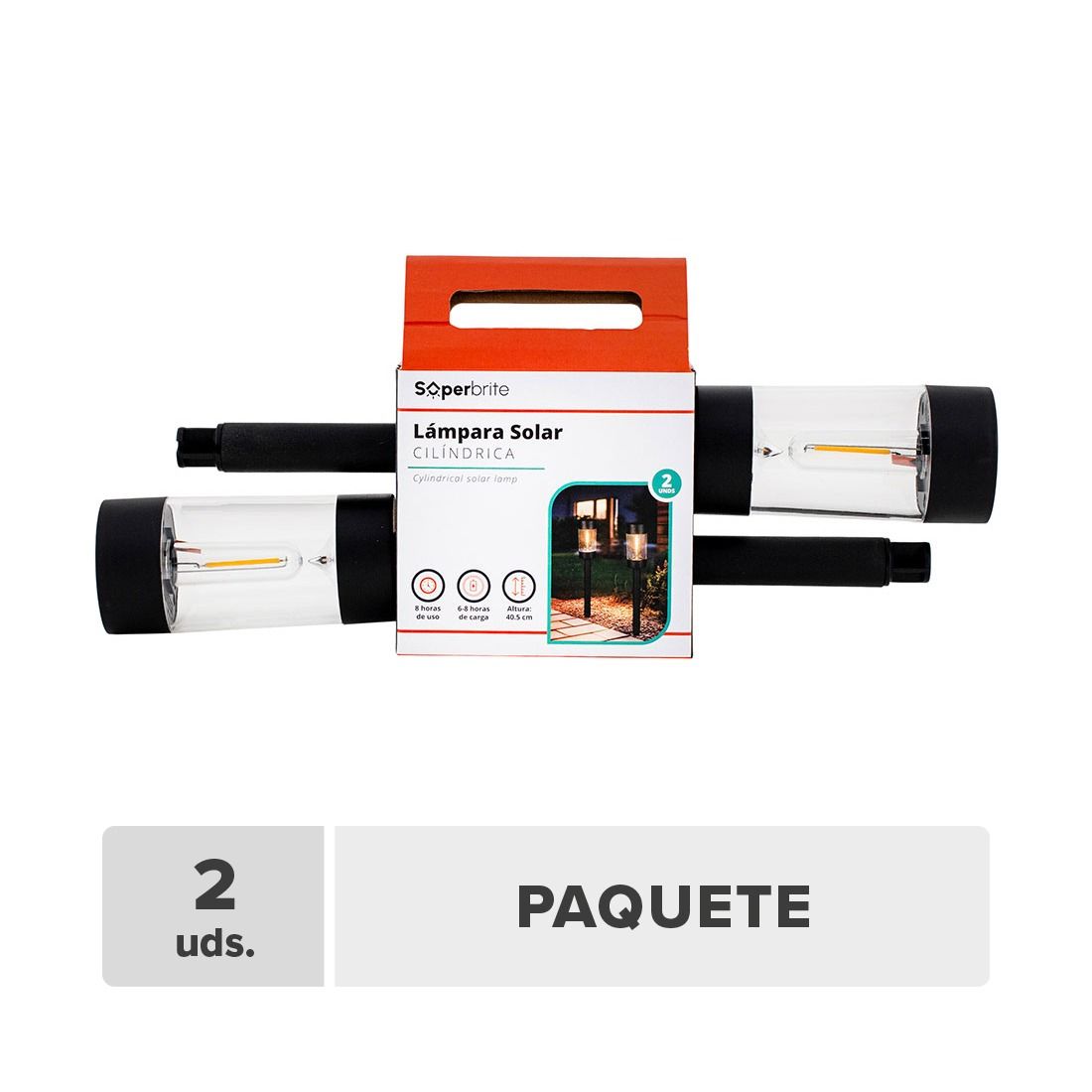 Lámpara Solar Cilíndrica 40.5cm 2unds