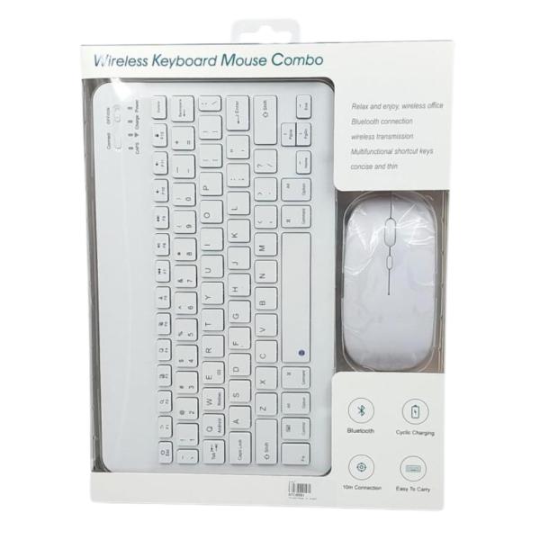 Teclado Inalambrico De Colores Con Mouse 10" Blanco