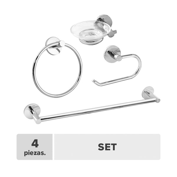 Set Baño Metal Cromado 4pcs