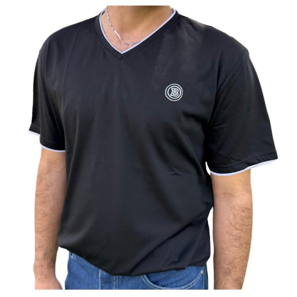 Camisa Punto B Cuello V Negro L