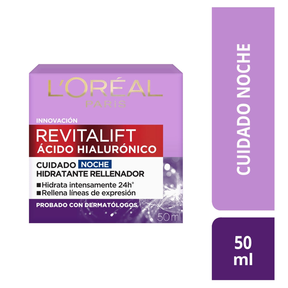 Crema Noche Hidratante L'oréal Paris Revitalift Ácido Hialurónico - 50 Ml