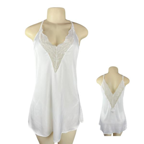 Pijama - Bata Lisa Con Detalle De Encaje - Blanco S
