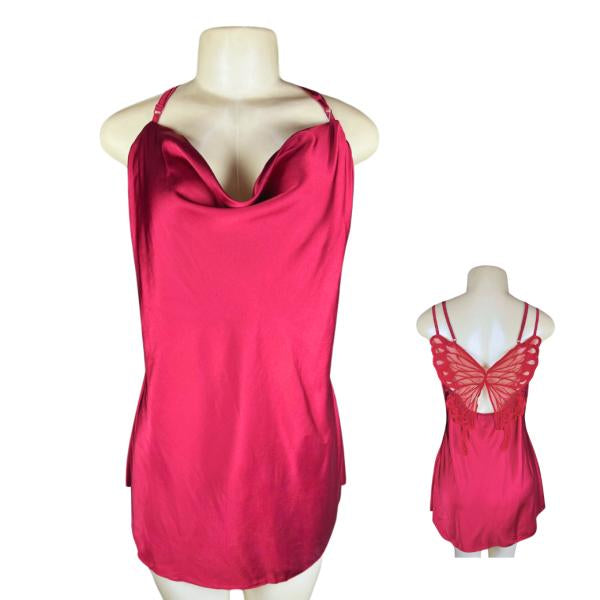 Pijama - Bata Lisa Con Detalle En La Espalda - Rojo S