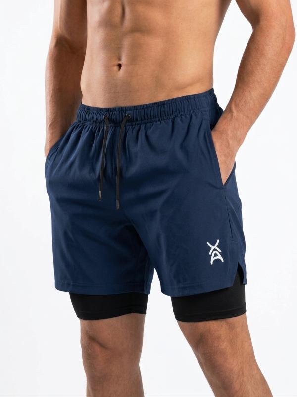 Pantaloneta Deportiva Con Licra Azul S