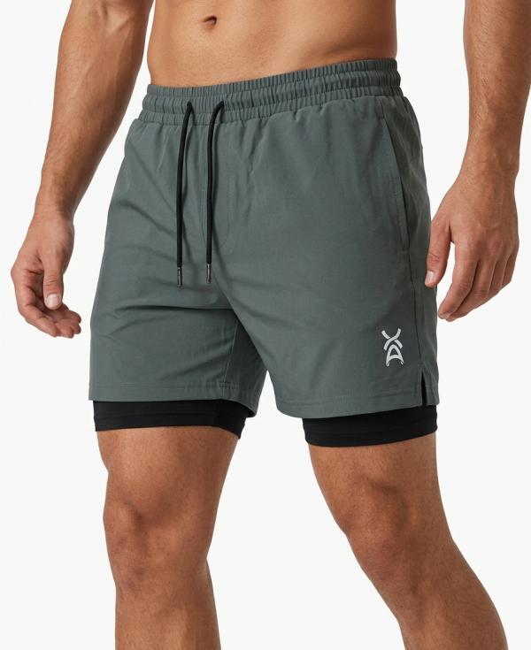 Pantaloneta Deportiva Con Licra Gris S