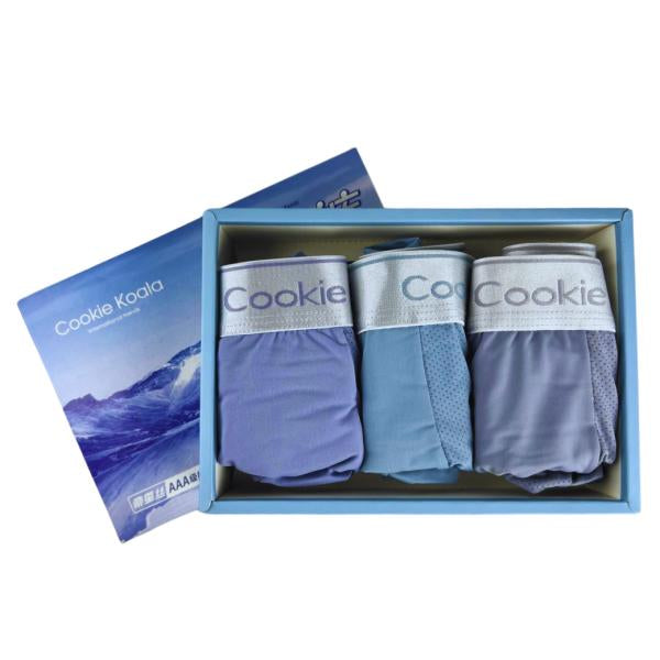Boxer Hombre - Caja 3 Piezas-  Color Violeta/Azul/Gris Claro L