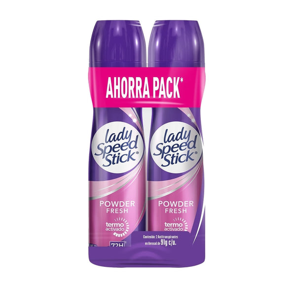 Desodorante Antitranspirante Lady Speed Stick Powder Fresh Aerosol 2 Pack - 182 G