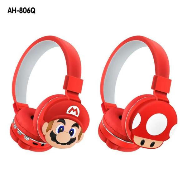 Audifono Bluetooth Diseño Ah-806 Mario/Rojo
