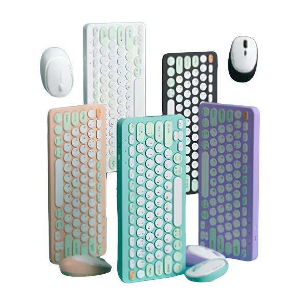 Teclado Inalambrico Con Mouse Rosado