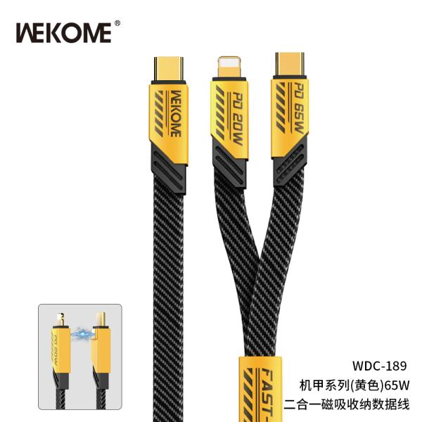 Cable Usb 2 En 1 Wdc-189 Wk Desing Amarillo