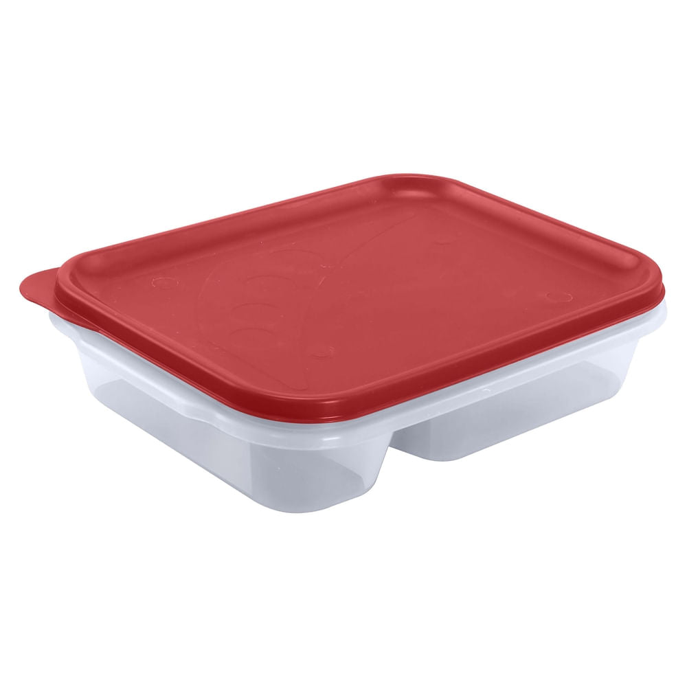 Tazón Guateplast Rectangular Con Division (3 Tz/710 Ml) Color Rojo - Unidad