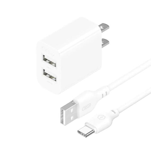 Cargador Completo 2 Usb- Tipo C 2.4A Modelo L109 Xo Blanco