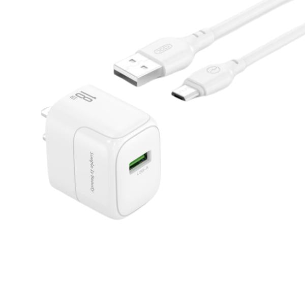 Cargador Completo Usb A Micro 18W Modelo L135 Xo Blanco