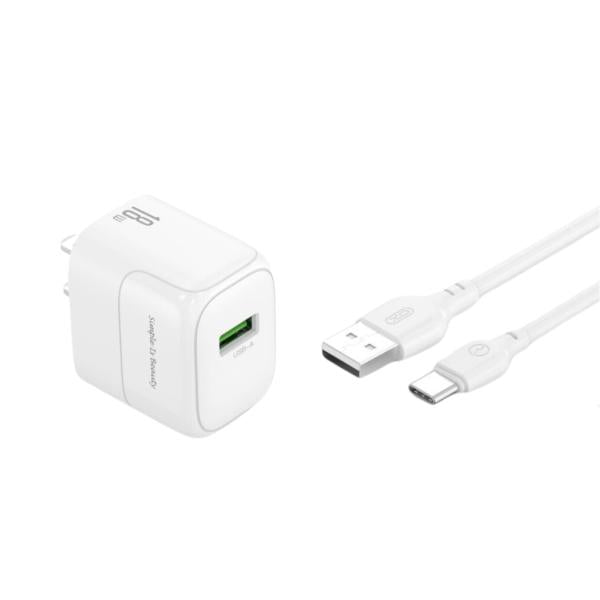 Cargador Completo Usb A Tipo C 18W Modelo L135 Xo Blanco