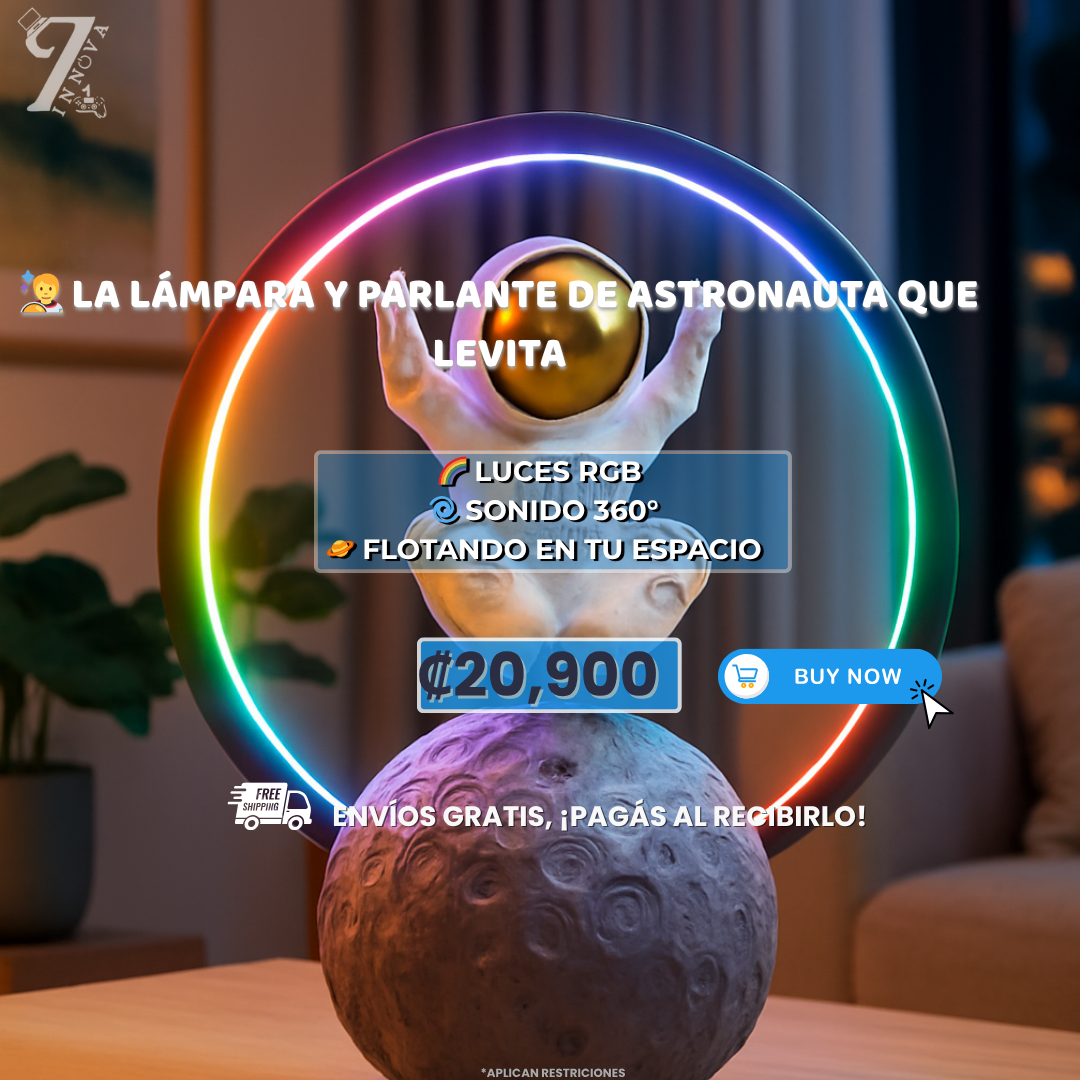 🧑‍🚀 Lámpara y Parlante Astronauta que Levita | Sonido 360° + Luces RGB
