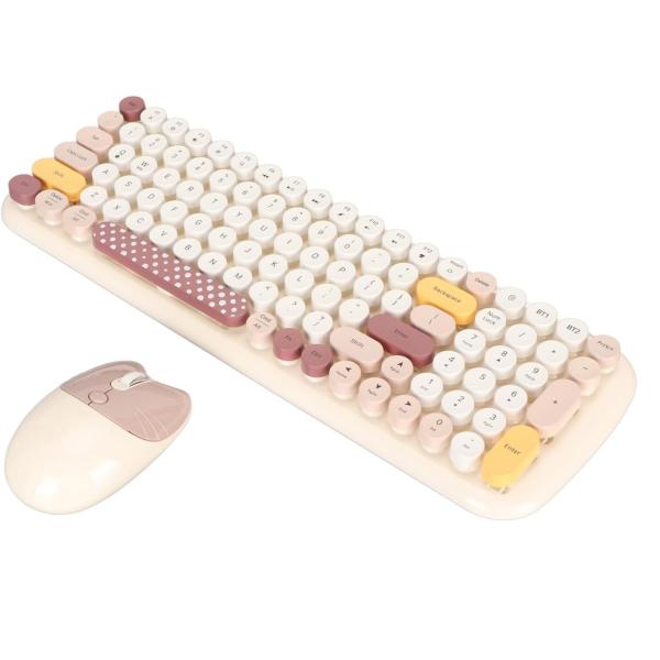 Set De Teclado Inalambrico Con Mouse  Modelo 84023 Coteci Beige