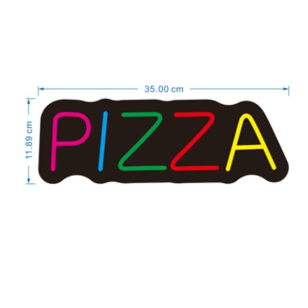 Rotulo Luz Neon Pizza Fondo Negro