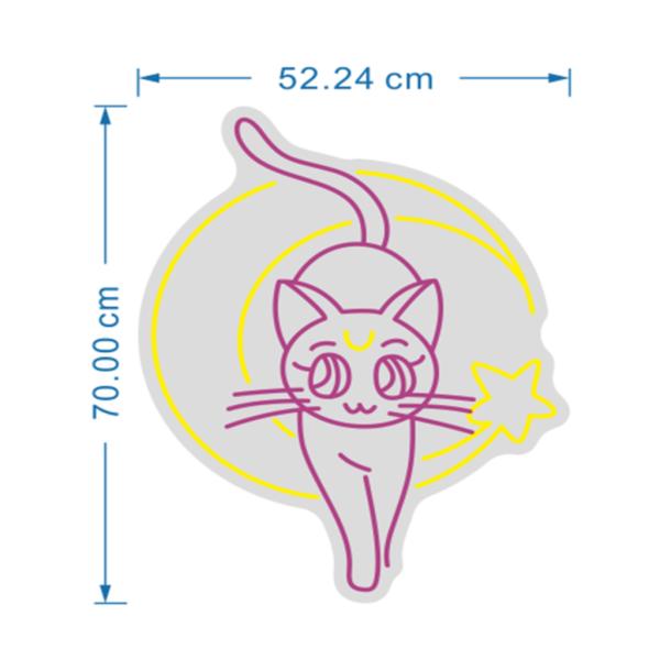 Rotulo Luz Neon Gato Moon Mediano