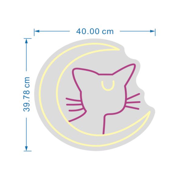 Rotulo Luz Neon Gato Moon Pequeño