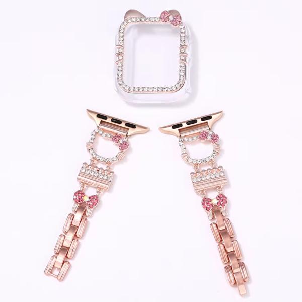 Banda Para Reloj Con Case Protector De Pantalla Diseño Kitty 38-40 Mm /Oro Rosa