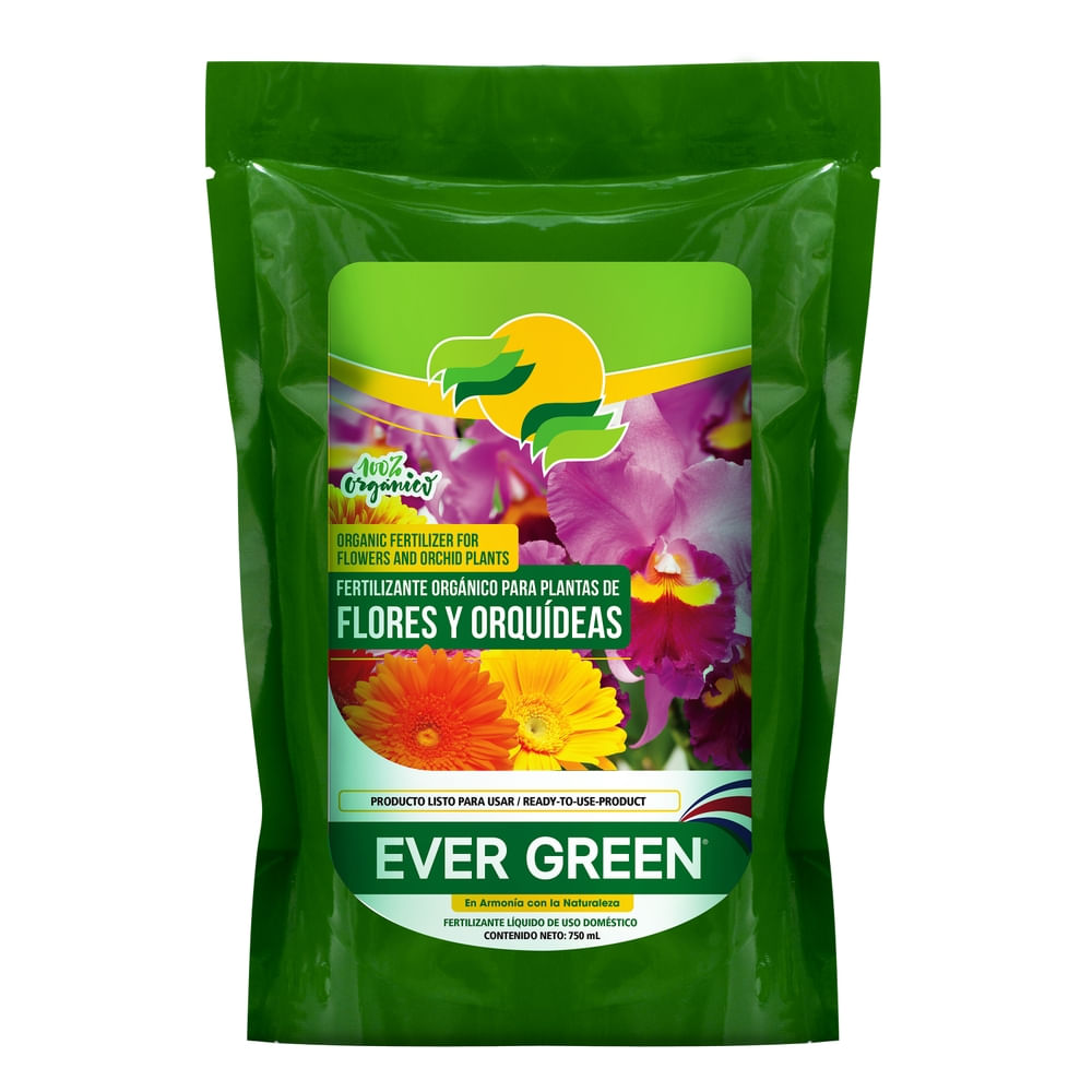 Fertilizante Líquido Ever Green Para Flores Y Orquideas - 750 Ml.