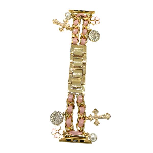 Banda Para Reloj Diseño Cruz Rosada/Dorado 38/41 Mm