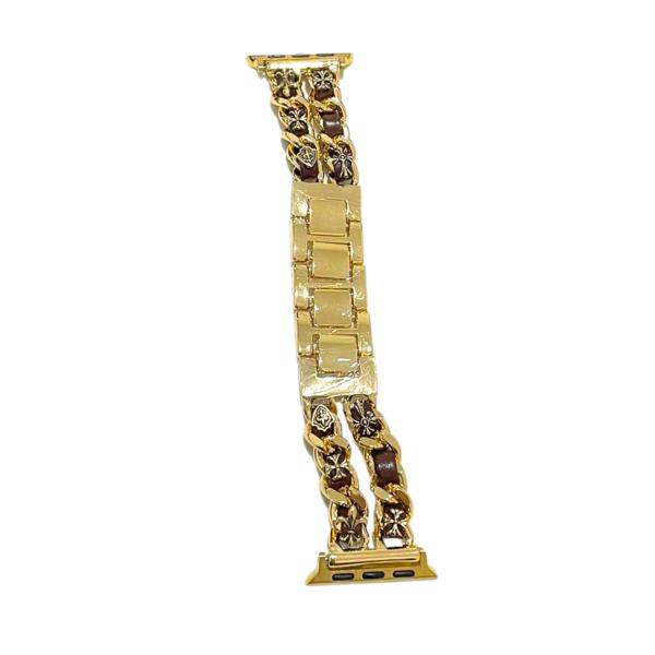 Banda Para Reloj Diseño Cafe/Dorado 38/41 Mm