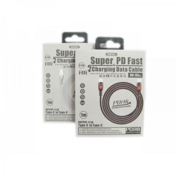Cable Usb Tipo C RC-151CC Super Pd Carga Rapida Remax Plateado
